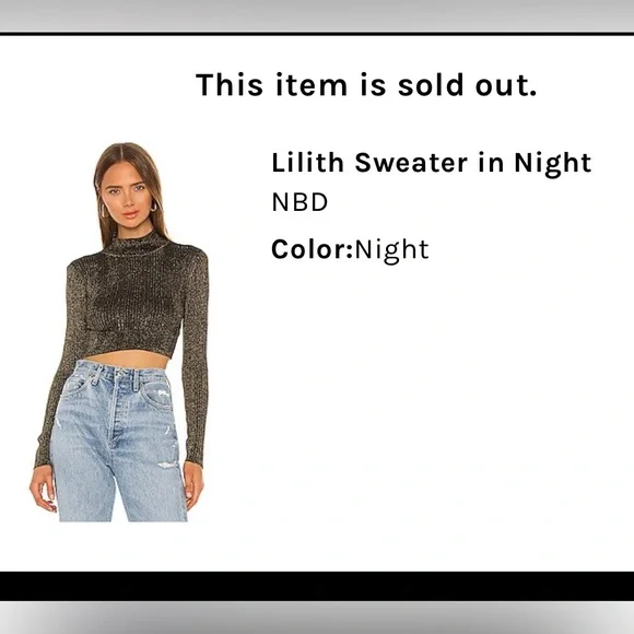 NBD x Revolve Lurex Knit Lilith Sweater in Night - Picture 3 of 3